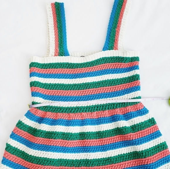 NWT Zara Crochet Knit Stripe Mini Dress Sleeveless Sustainable - Picture 9 of 14